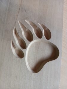 Custom wood carved bear paw