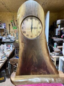 Custom wood carved clock